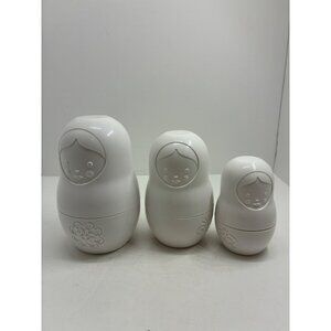 Matryoshka Doll Style Measuring Cups 1 C To 1/4 C  Ceramic White Nesting Design